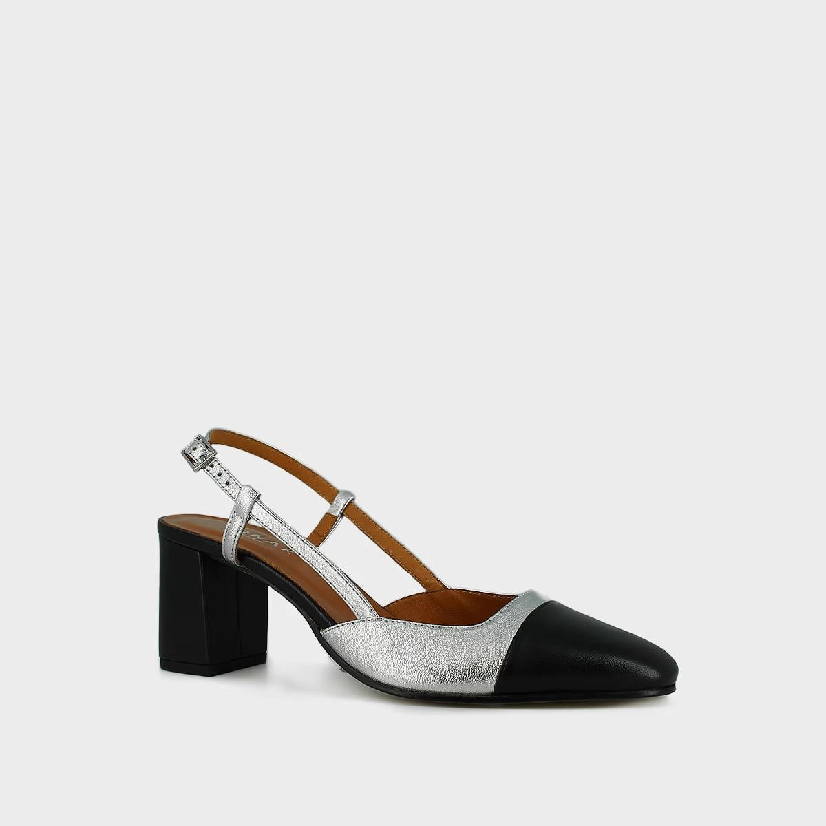 264- Dhapop Cuir/cuir Noir-argent Stylish Footwear