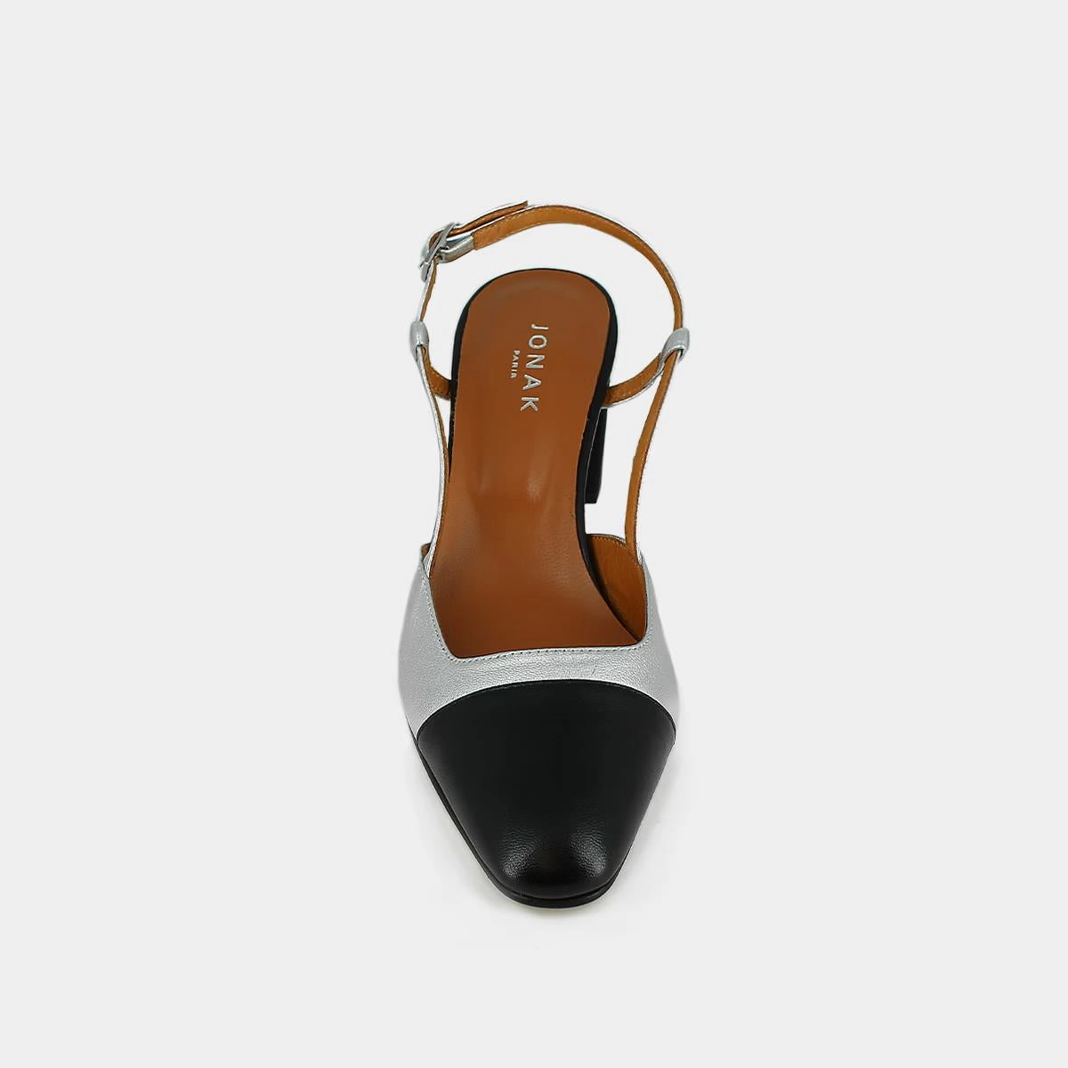 264- Dhapop Cuir/cuir Noir-argent Stylish Footwear