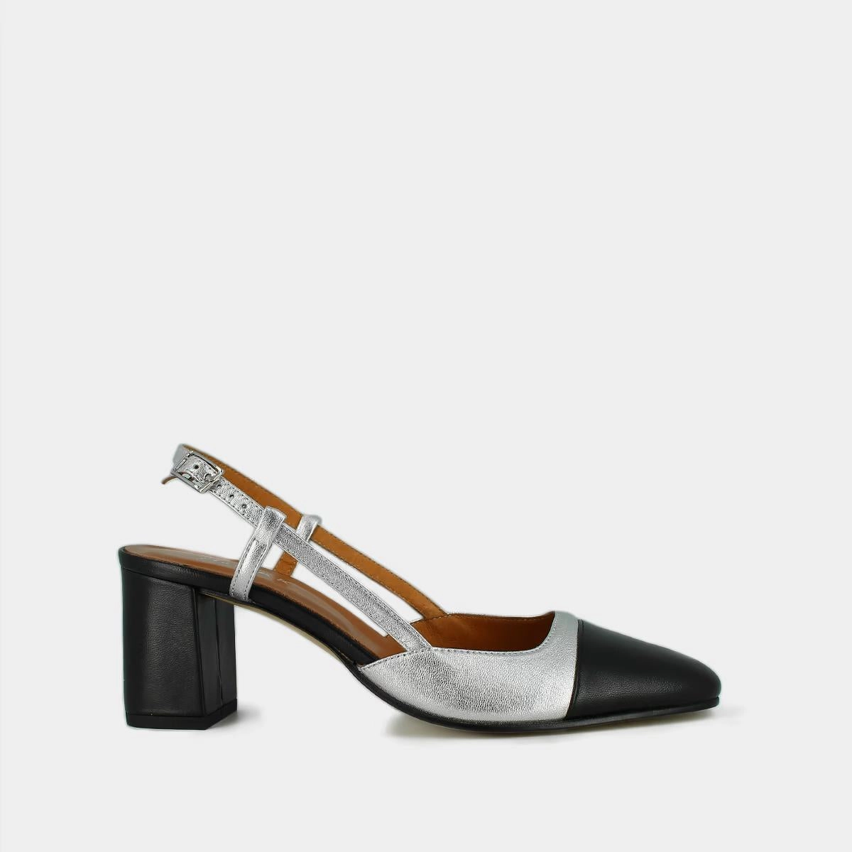 264- Dhapop Cuir/cuir Noir-argent Jonak women's stylish shoes with modern design