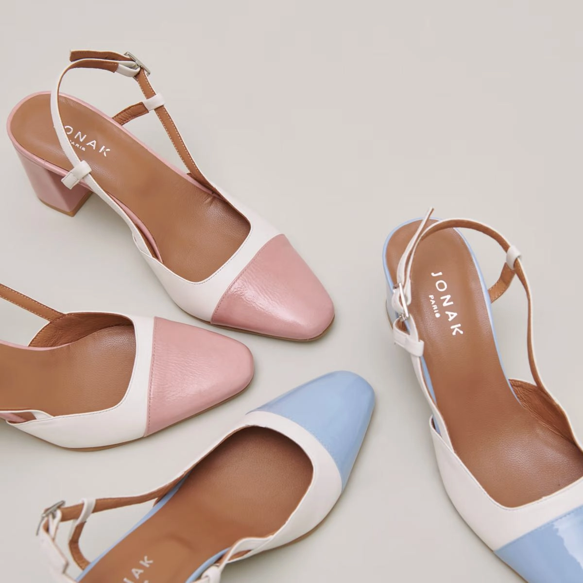 264- Dhapop Vernis/cuir Bleu-Ciel-ecru Stylish Footwear