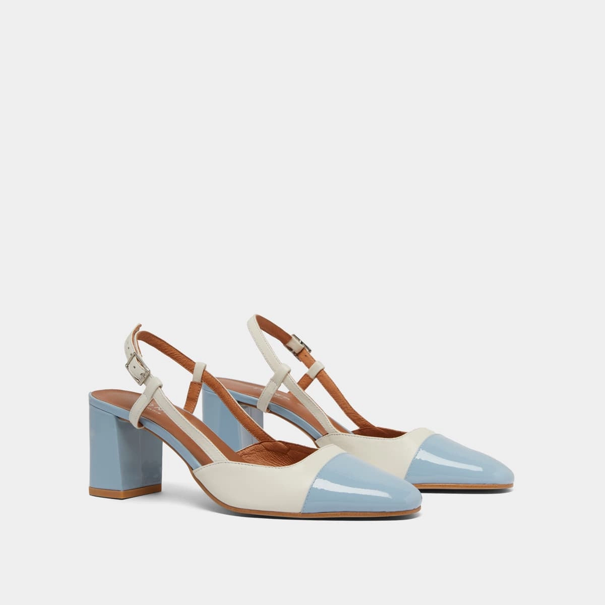 264- Dhapop Vernis/cuir Bleu-Ciel-ecru Stylish Footwear