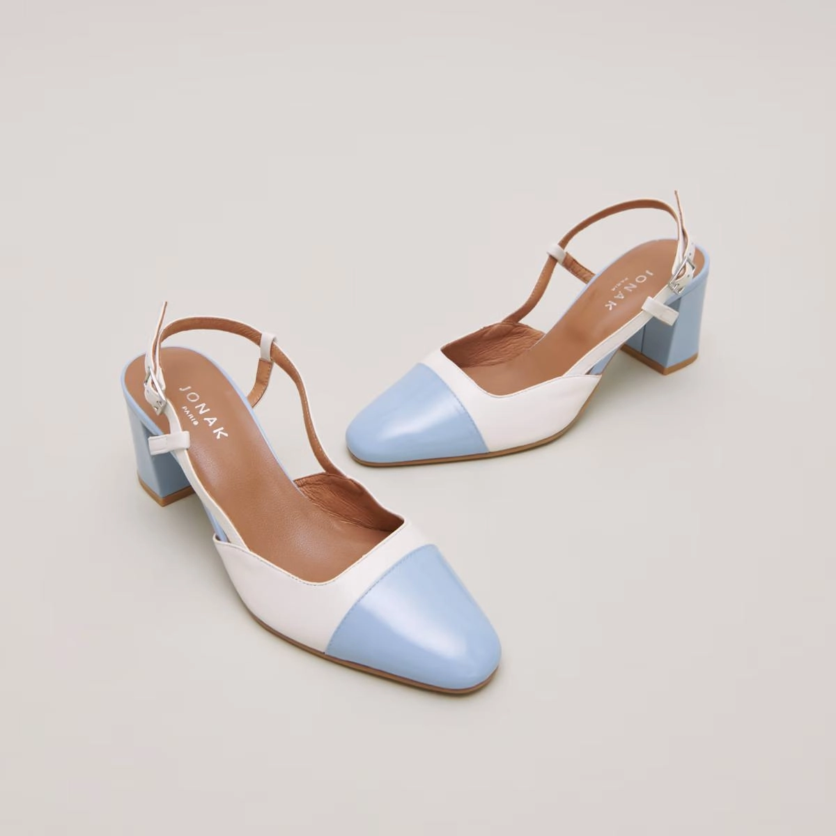 264- Dhapop Vernis/cuir Bleu-Ciel-ecru Stylish Footwear