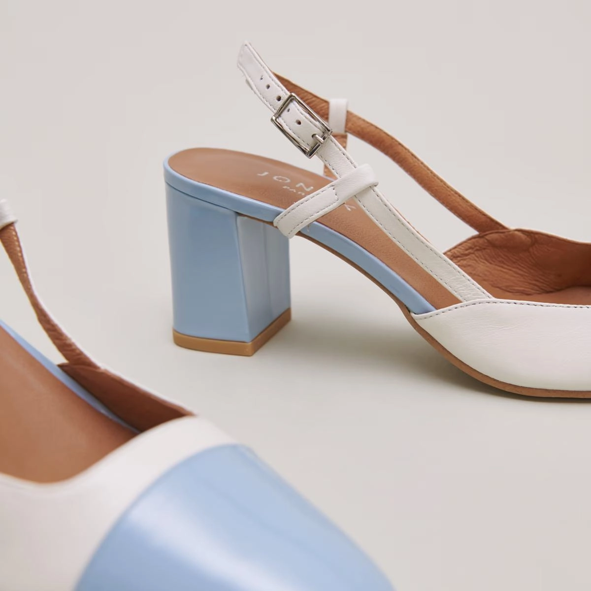 264- Dhapop Vernis/cuir Bleu-Ciel-ecru Stylish Footwear