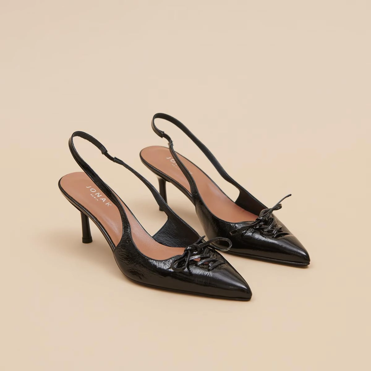 264- Dolene Cuir Brillant Noir Stylish Footwear