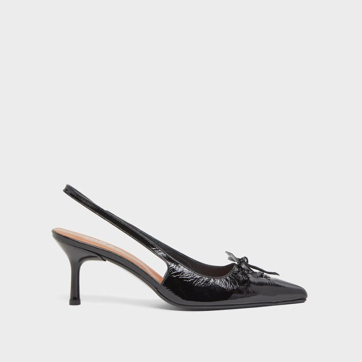 264- Dolene Cuir Brillant Noir Stylish Footwear