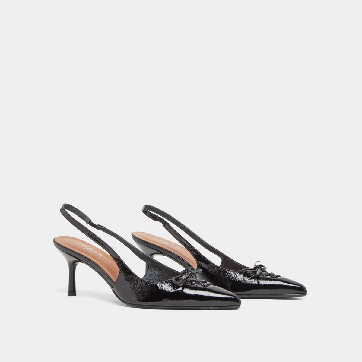 264- Dolene Cuir Brillant Noir Stylish Footwear