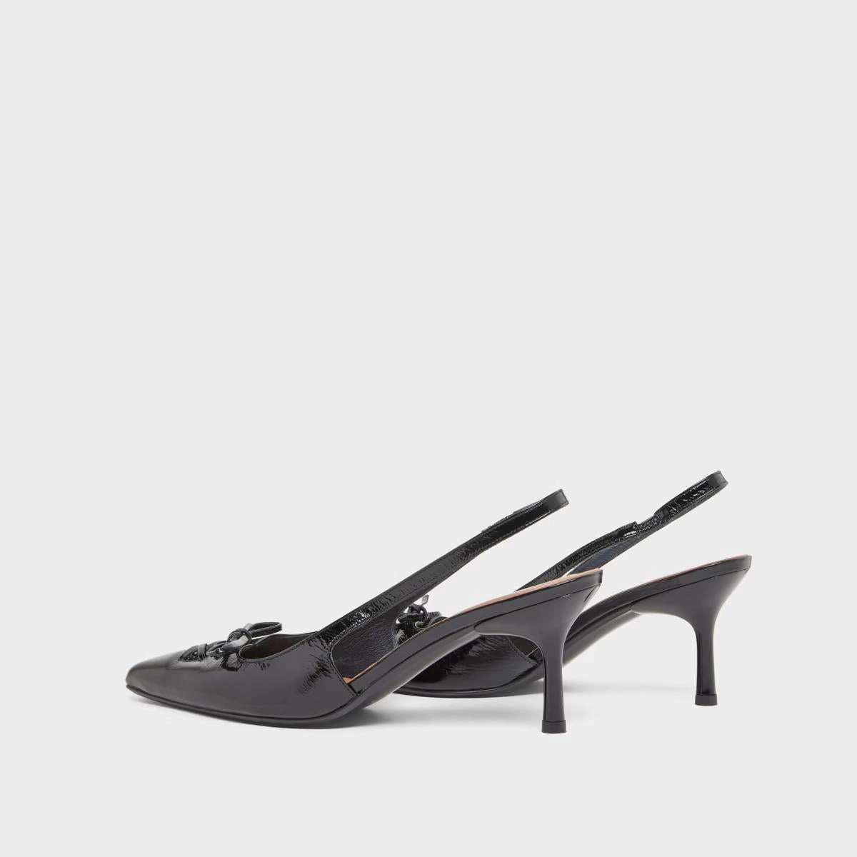 264- Dolene Cuir Brillant Noir Stylish Footwear
