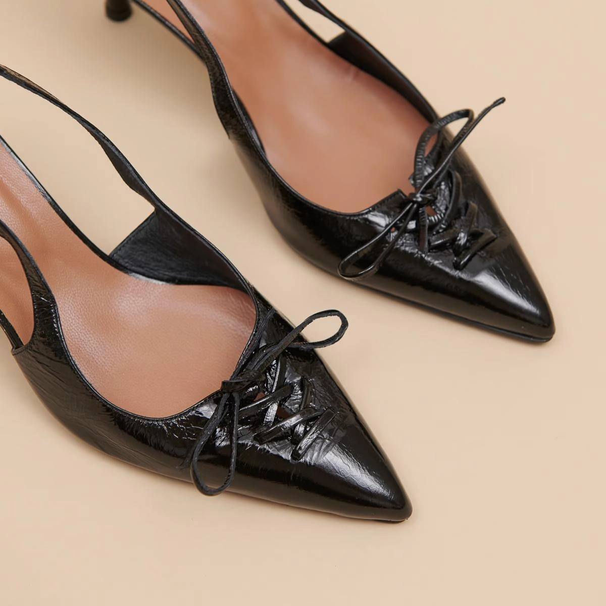 264- Dolene Cuir Brillant Noir Stylish Footwear