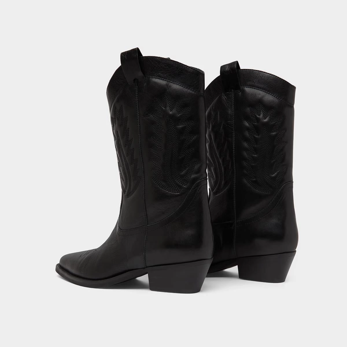 264- Donatella Cuir Noir Stylish Footwear