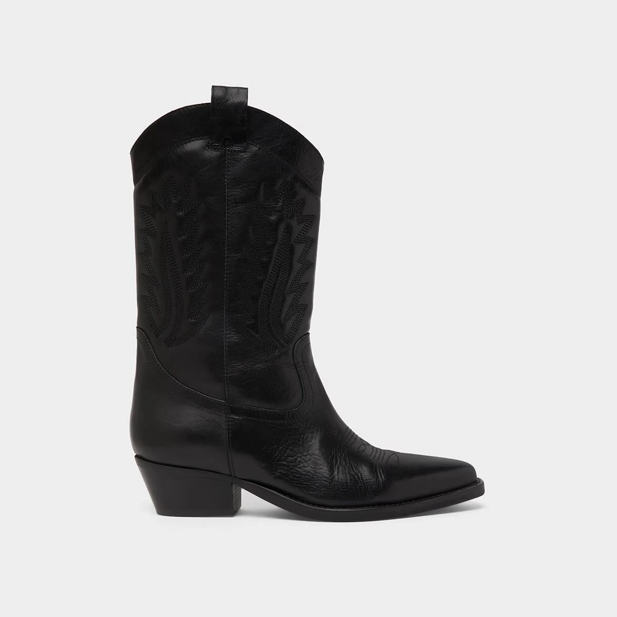 264- Donatella Cuir Noir Stylish Footwear
