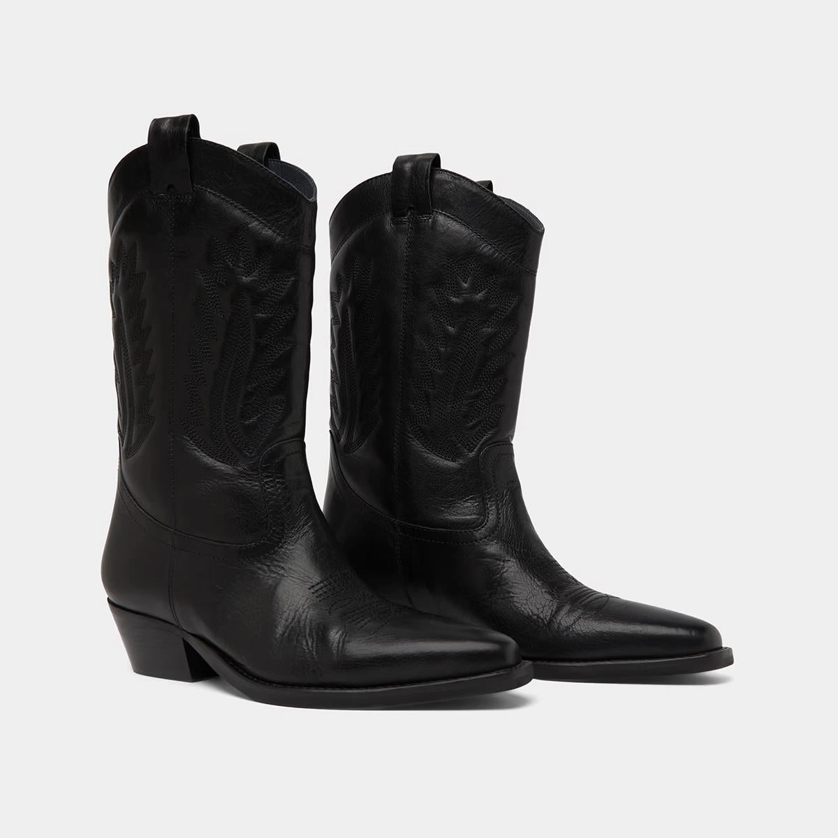 264- Donatella Cuir Noir Stylish Footwear