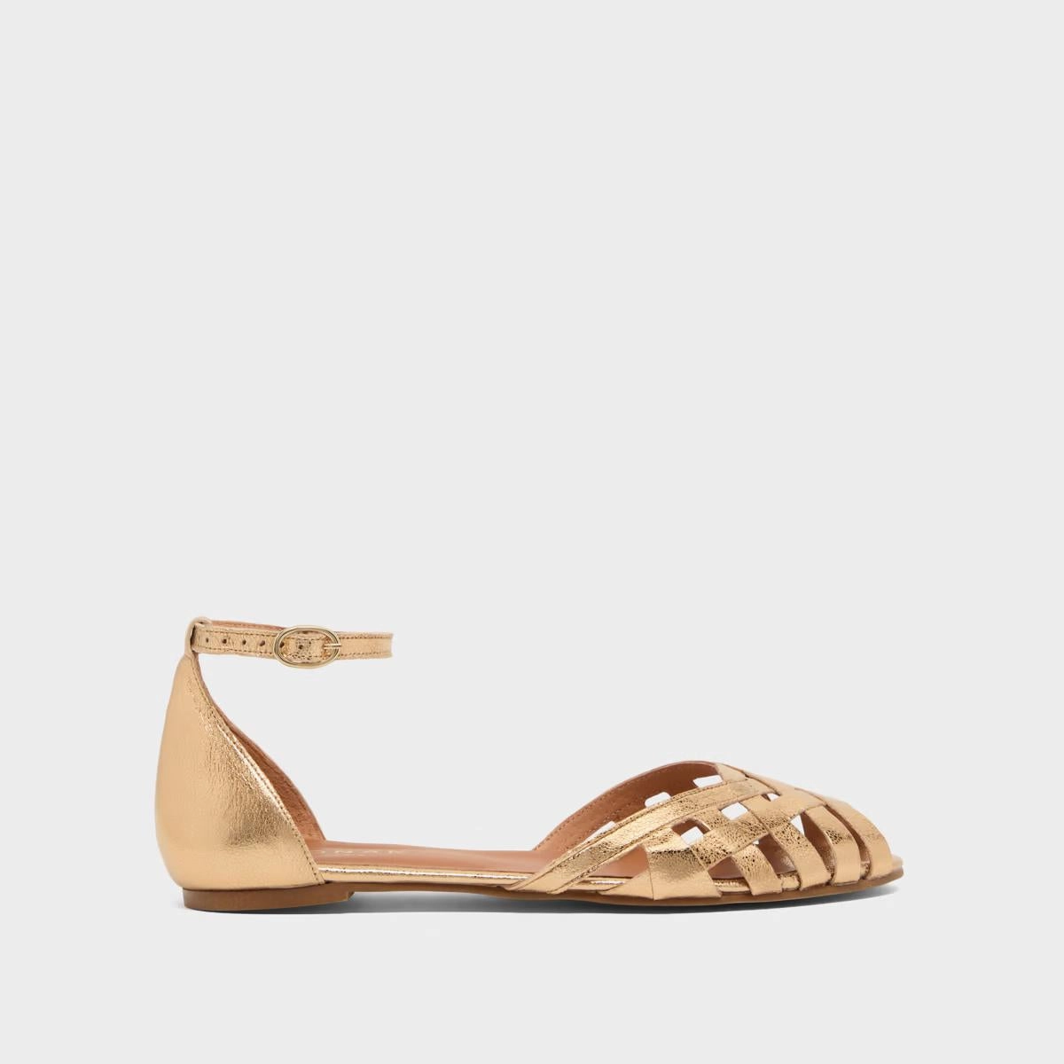 264- Doo Cuir Craquele Or Stylish Footwear