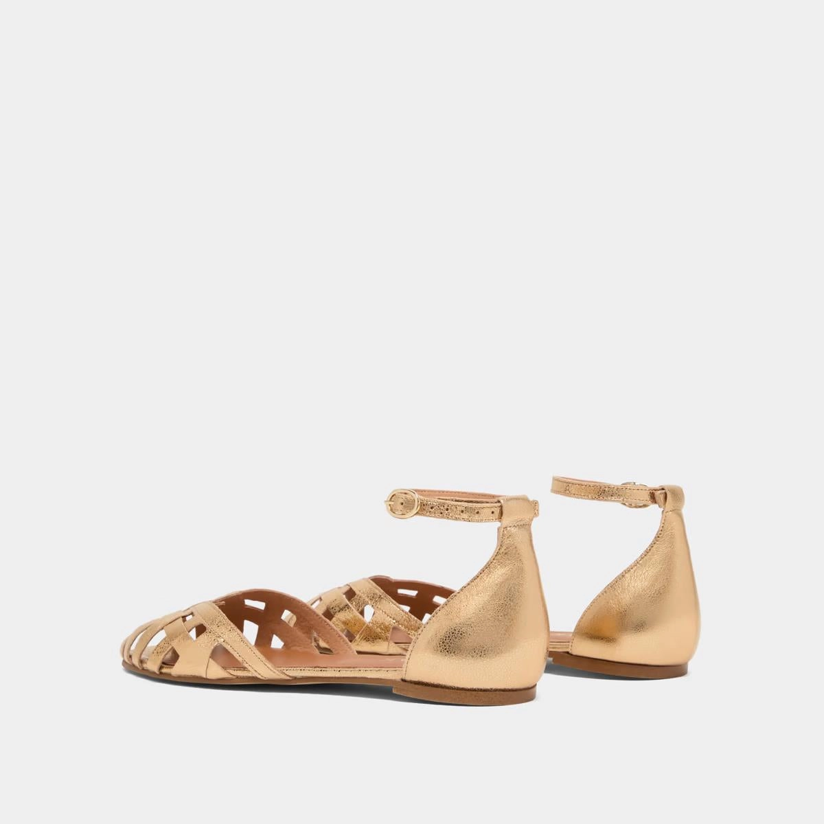 264- Doo Cuir Craquele Or Stylish Footwear