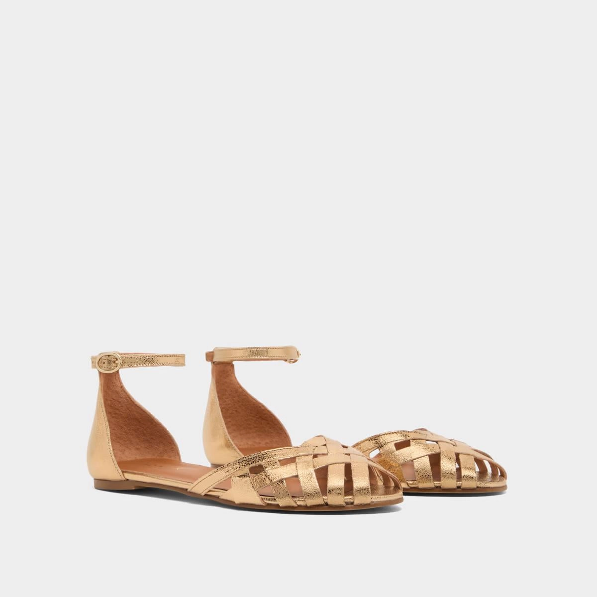 264- Doo Cuir Craquele Or Stylish Footwear