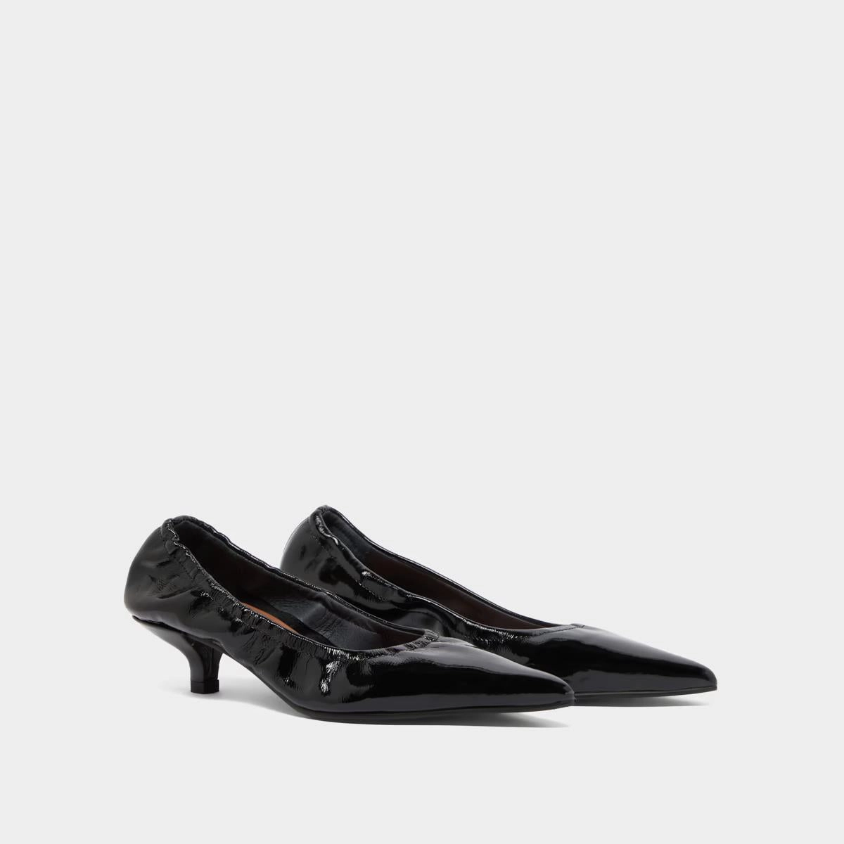 264- Doua Vernis Plisse Noir Stylish Footwear