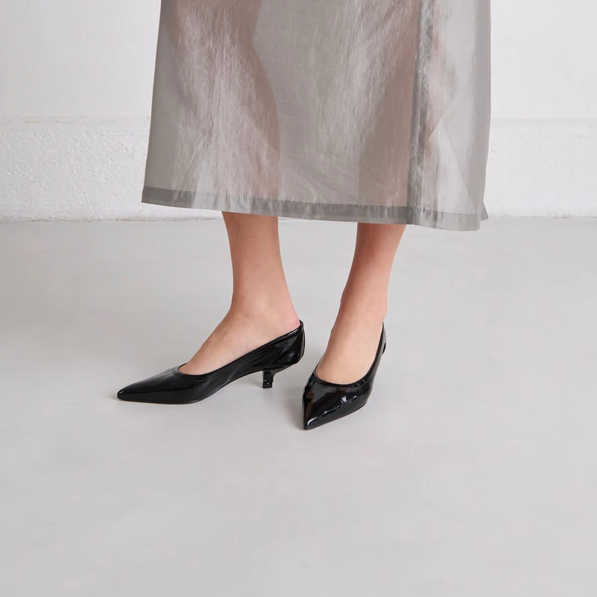 264- Doua Vernis Plisse Noir Stylish Footwear