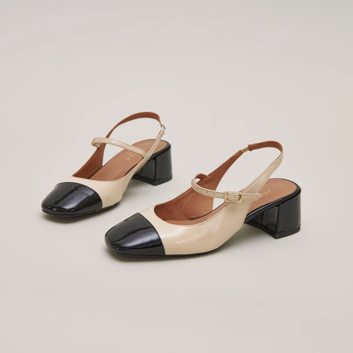264- Doumy Vernis Noir-ecru Stylish Footwear