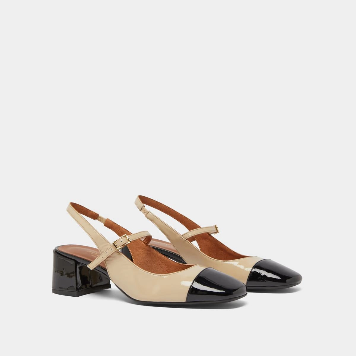 264- Doumy Vernis Noir-ecru Stylish Footwear
