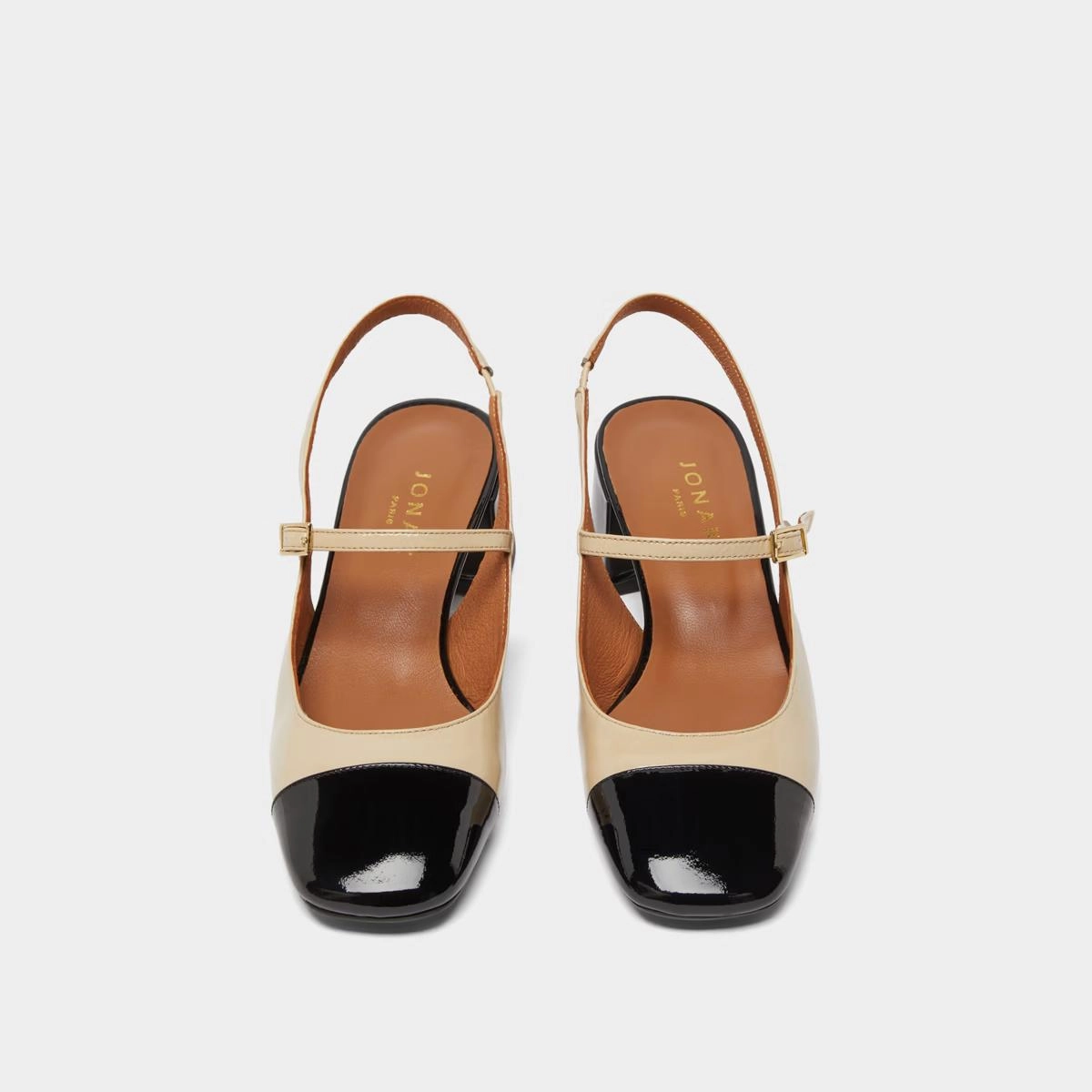 264- Doumy Vernis Noir-ecru Stylish Footwear