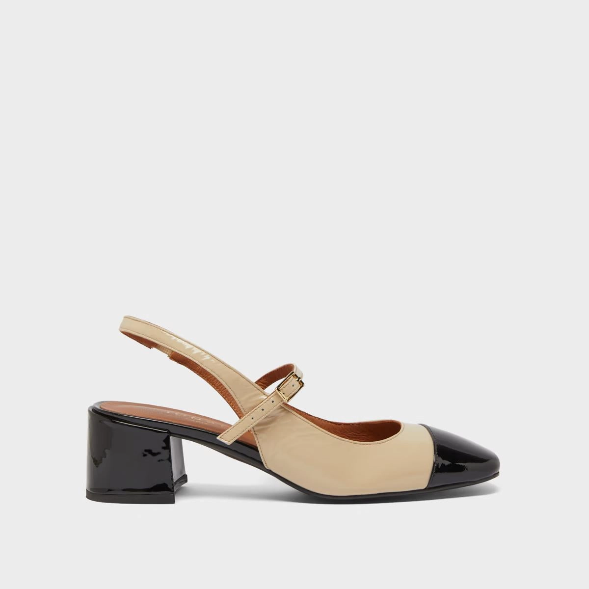 264- Doumy Vernis Noir-ecru Stylish Footwear
