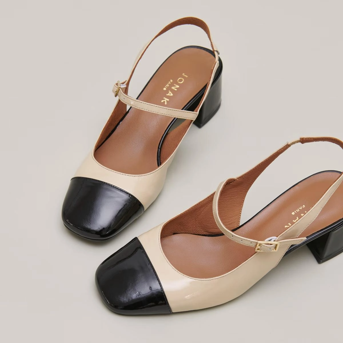 264- Doumy Vernis Noir-ecru Stylish Footwear