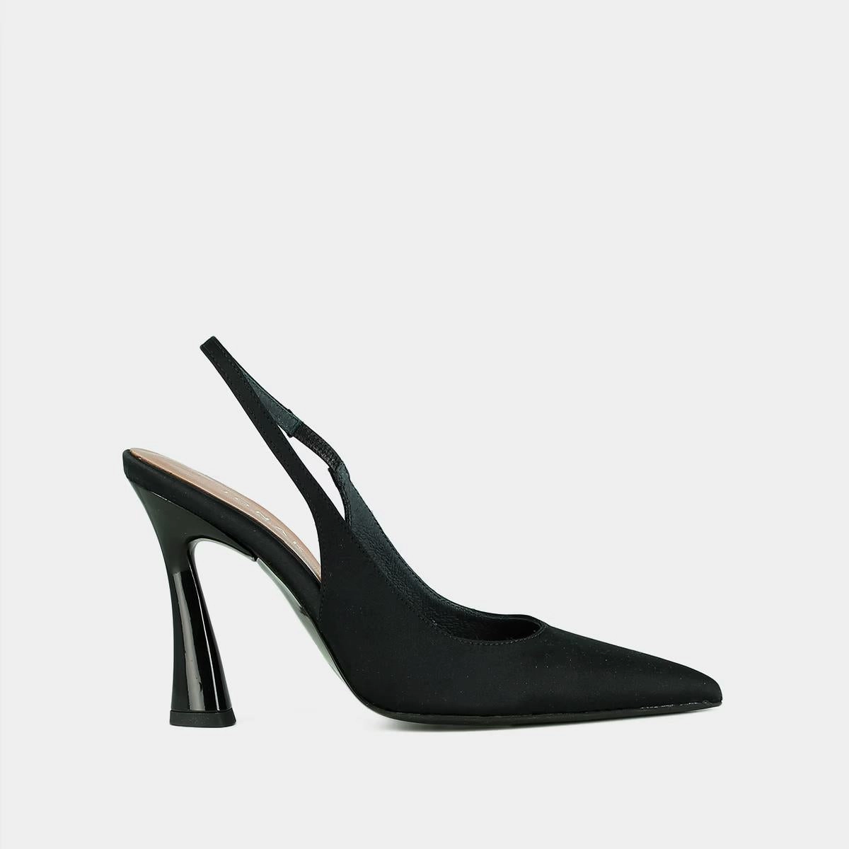 264- Dressy Satin Noir Jonak women's stylish shoes with modern design