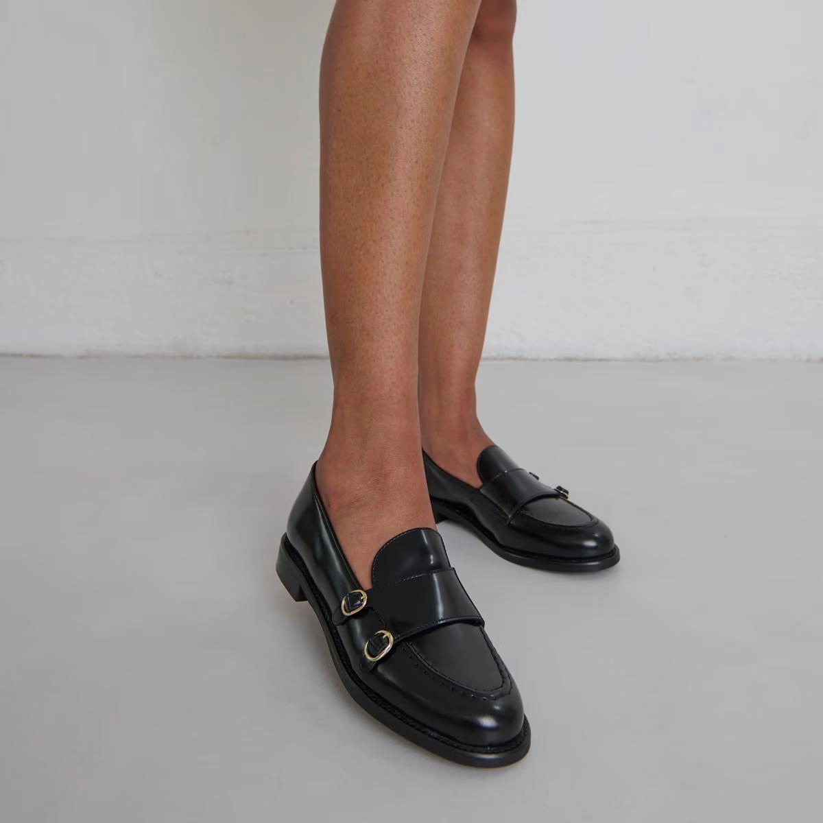 264- Drizza Cuir Glace Noir Stylish Footwear