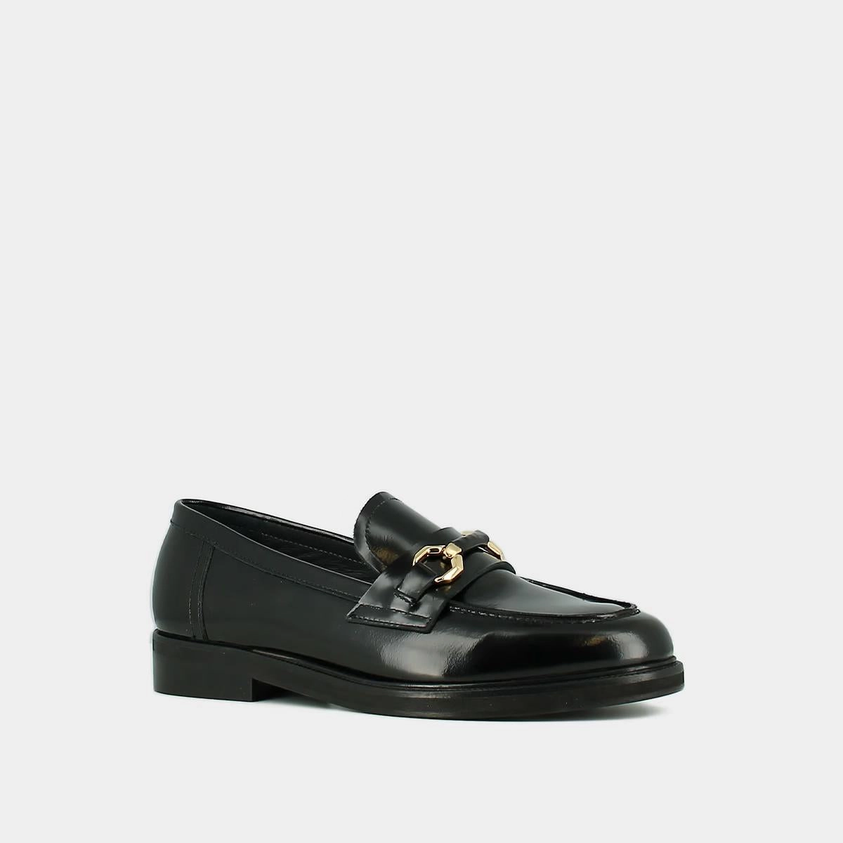 264- Drop Cuir Glace Noir Stylish Footwear