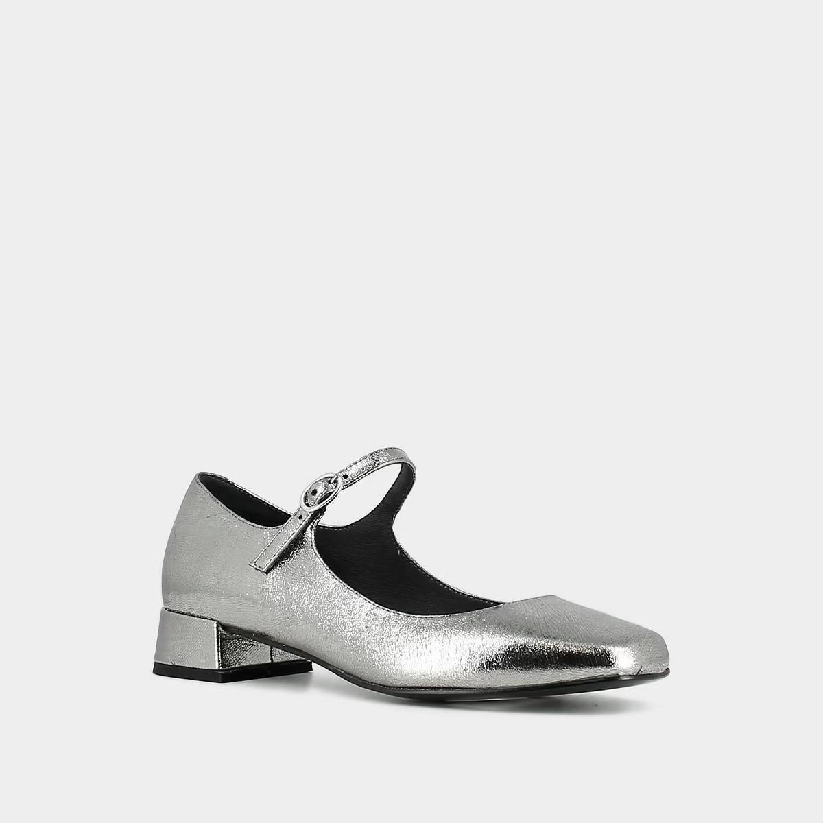 264- Dulci Cuir Metallise Argent-Fonce Stylish Footwear