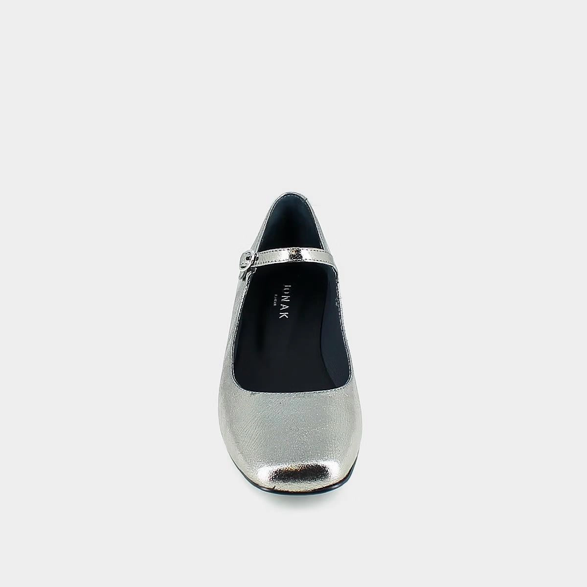 264- Dulci Cuir Metallise Argent-Fonce Stylish Footwear