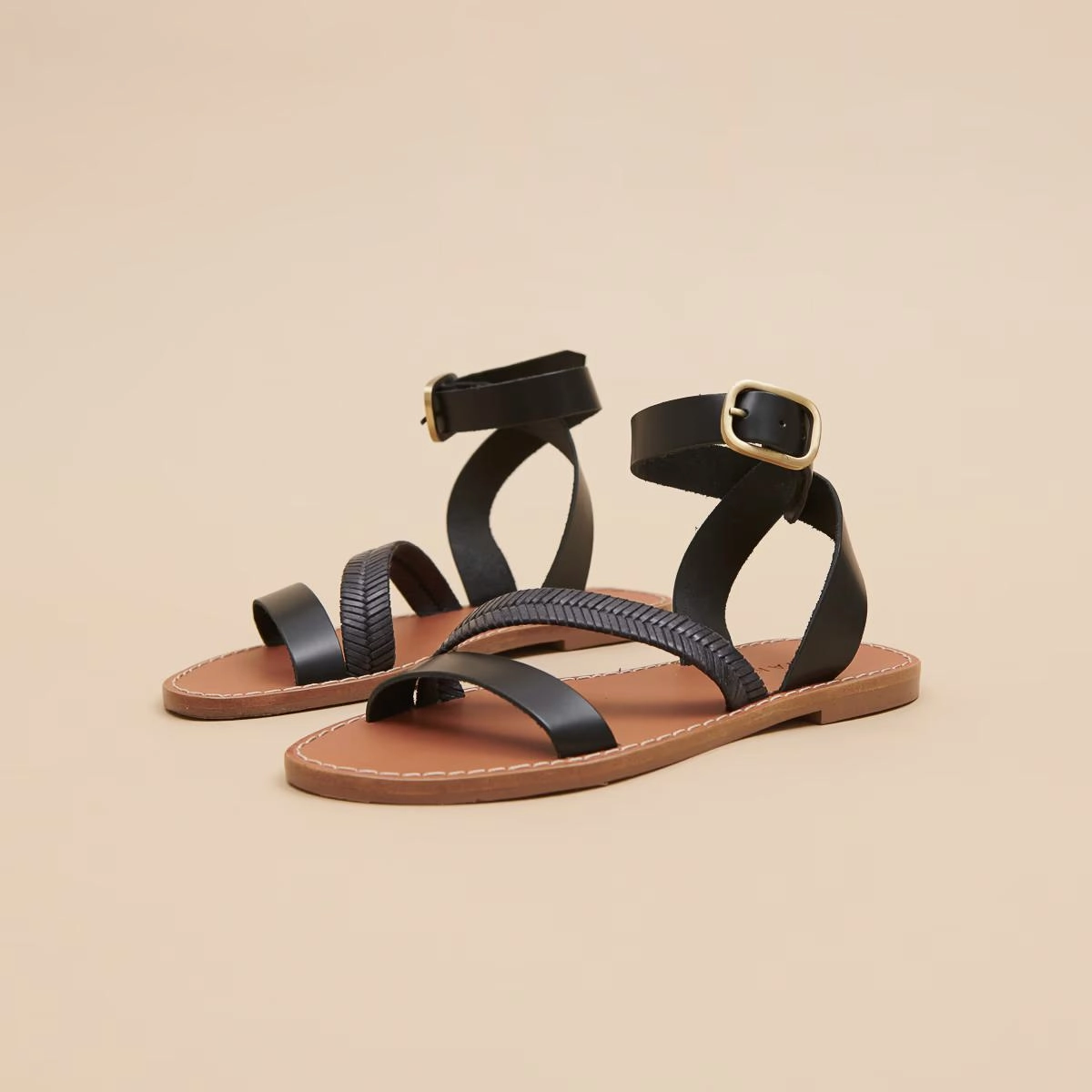 264-e Thelma-bis Cuir Glac Noir Stylish Footwear