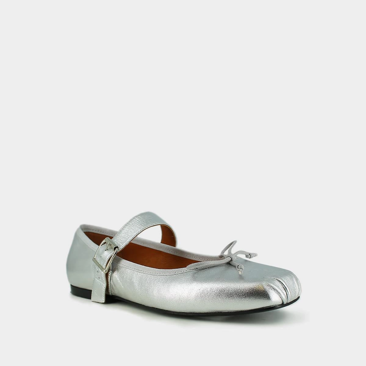 264-lise Dominante Cuir Metal Argent Stylish Footwear