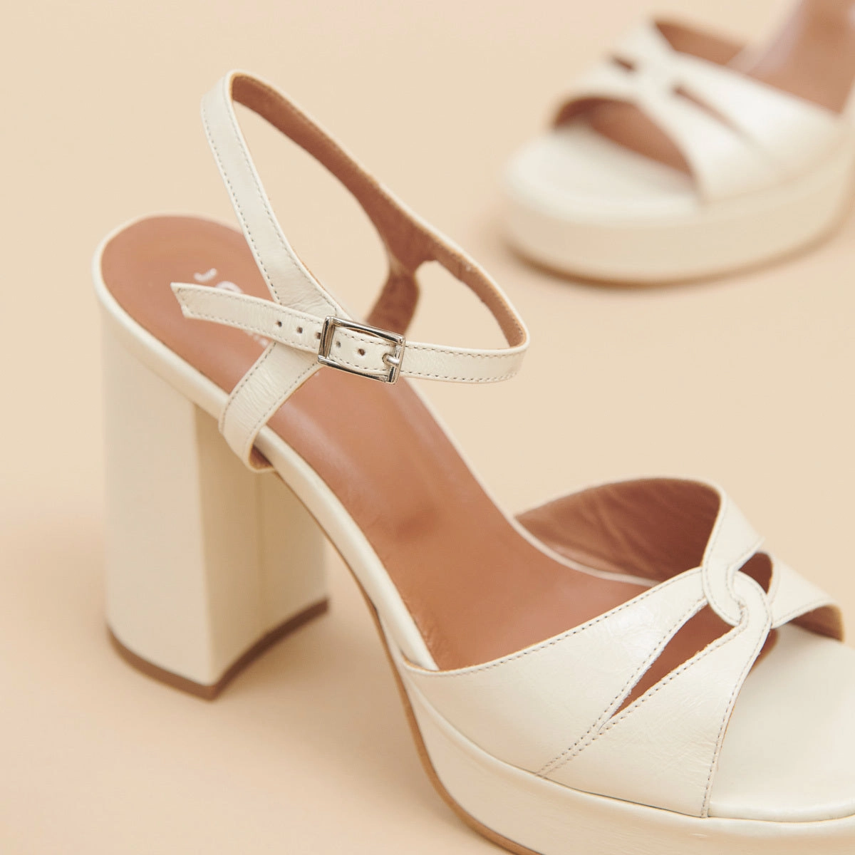 264-t Justine Cuir Brillan Ecru Stylish Footwear