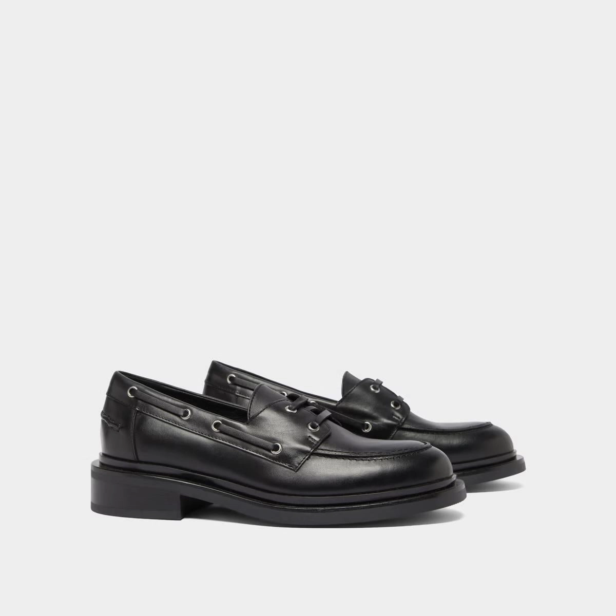 388- Paolo Cuir Noir Stylish Footwear