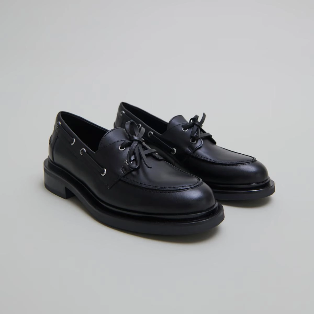 388- Paolo Cuir Noir Stylish Footwear
