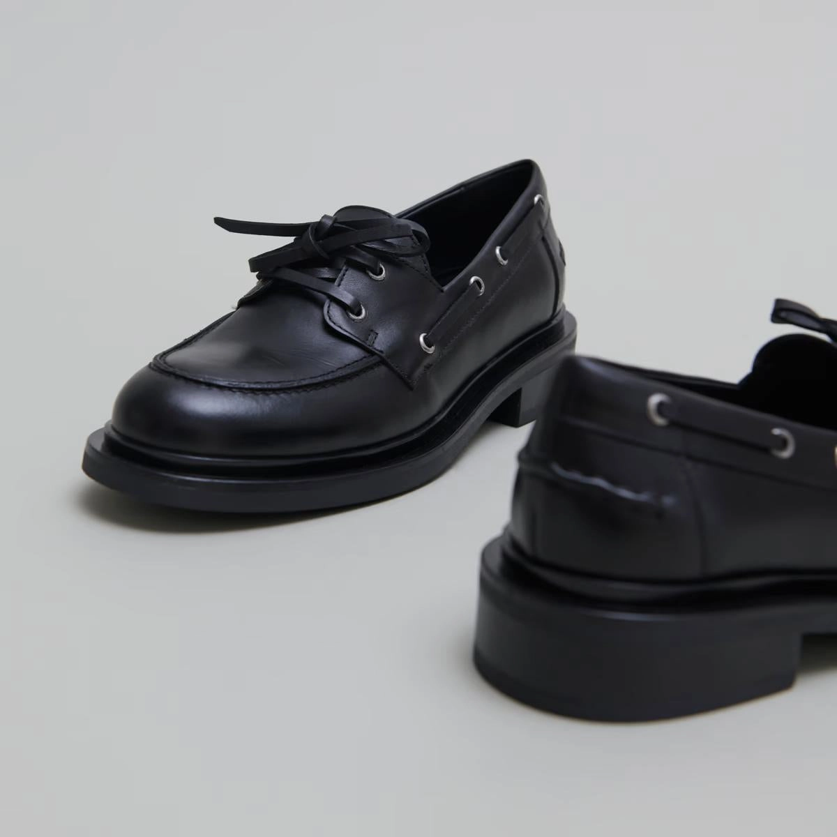 388- Paolo Cuir Noir Stylish Footwear