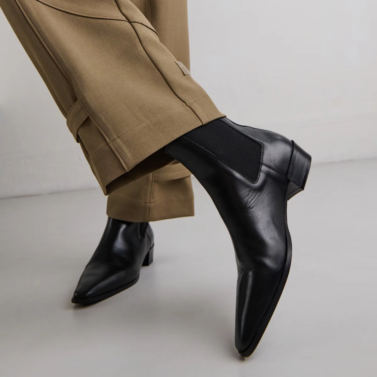 388- Papaye Cuir Noir Stylish Footwear