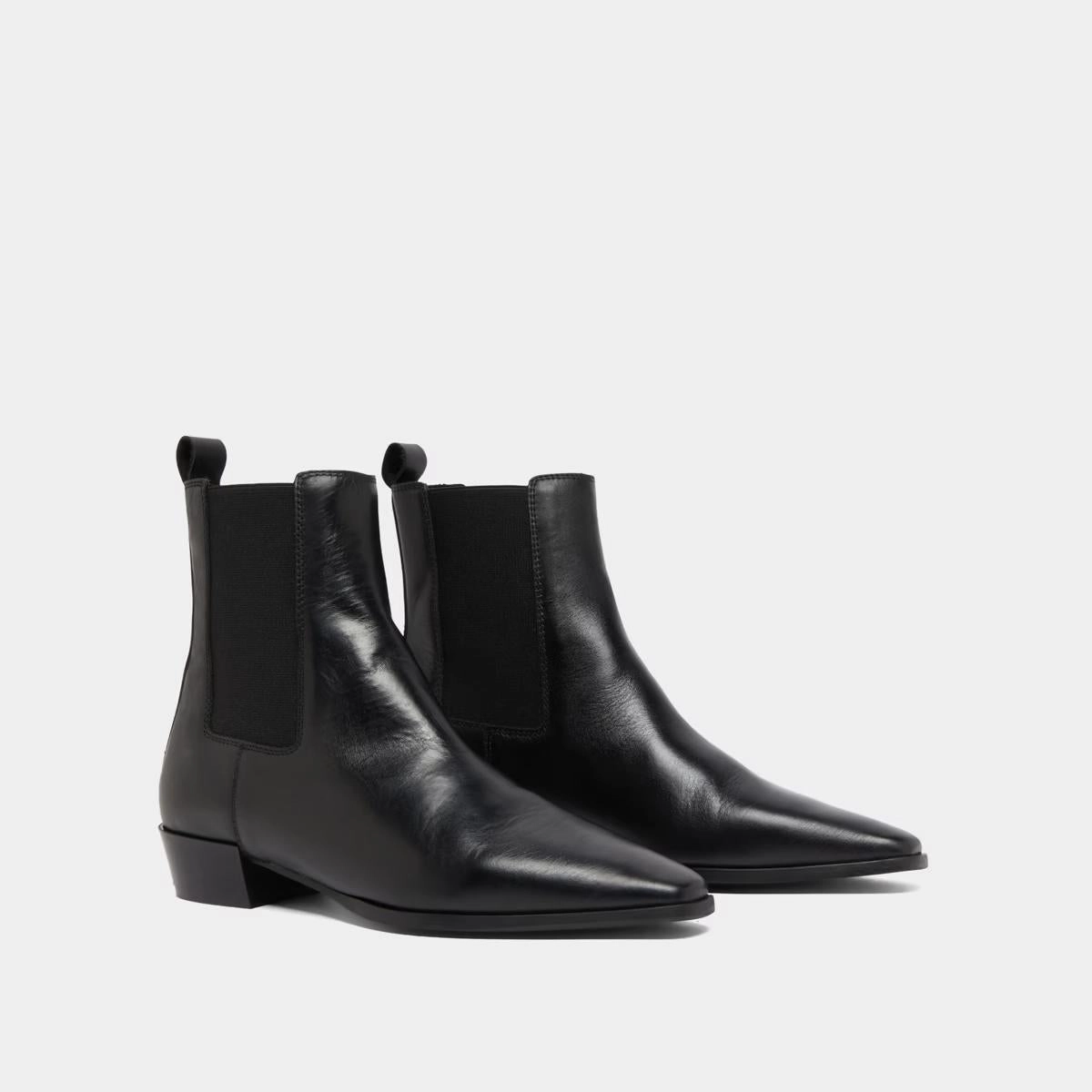 388- Papaye Cuir Noir Stylish Footwear