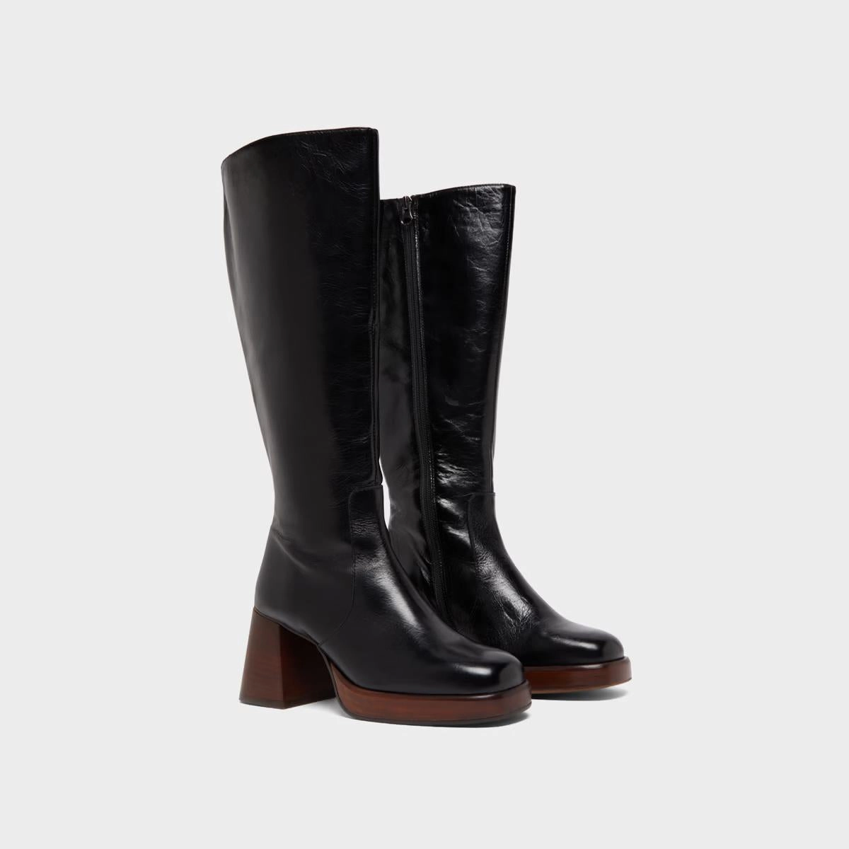 429- Betina Cuir Vieilli Noir Stylish Footwear