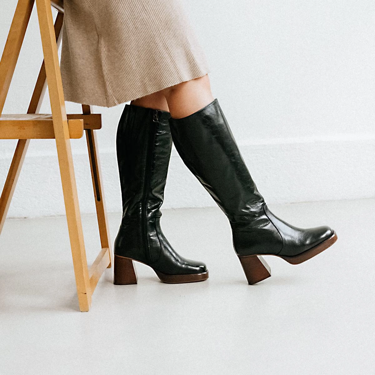 429- Betina Cuir Vieilli Noir Stylish Footwear