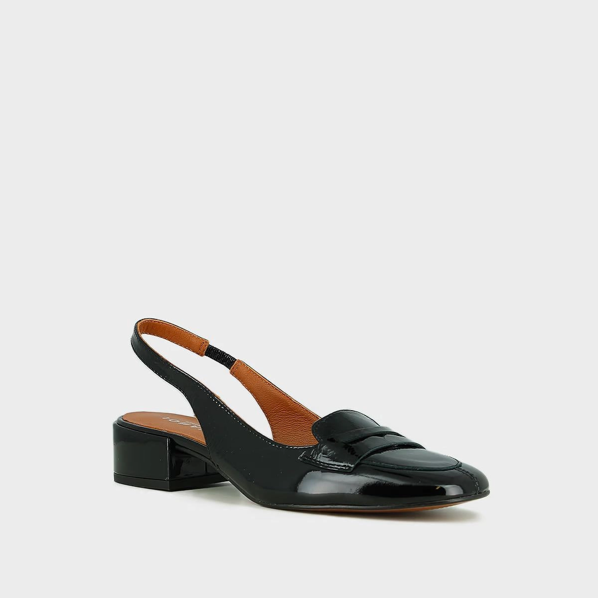 429- Bride Vernis Plisse Noir Stylish Footwear