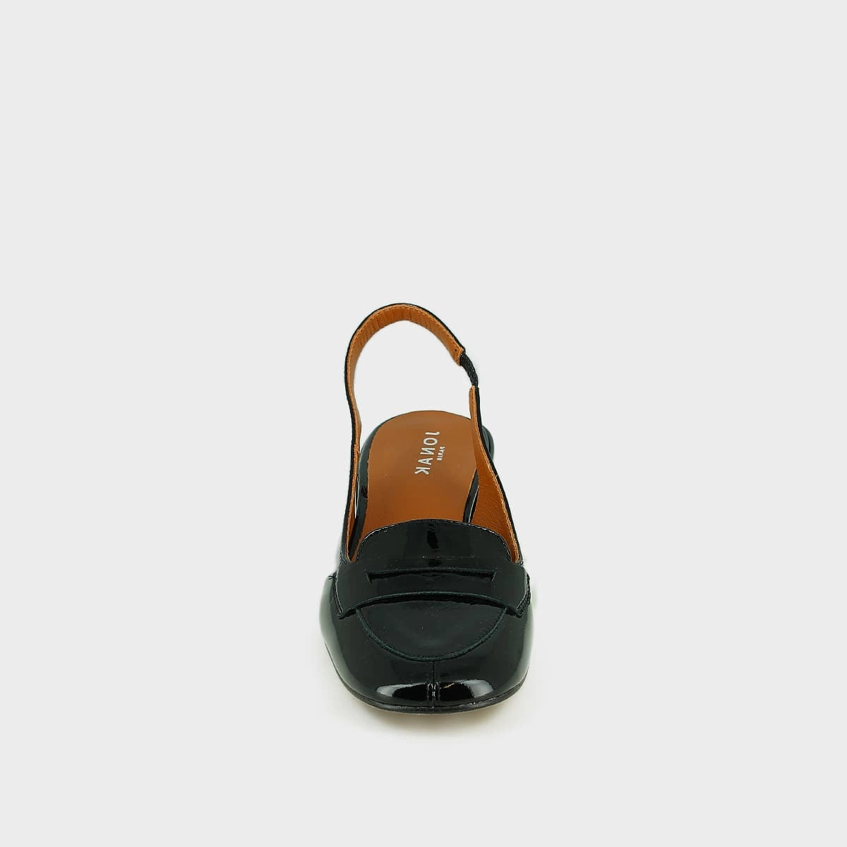 429- Bride Vernis Plisse Noir Stylish Footwear