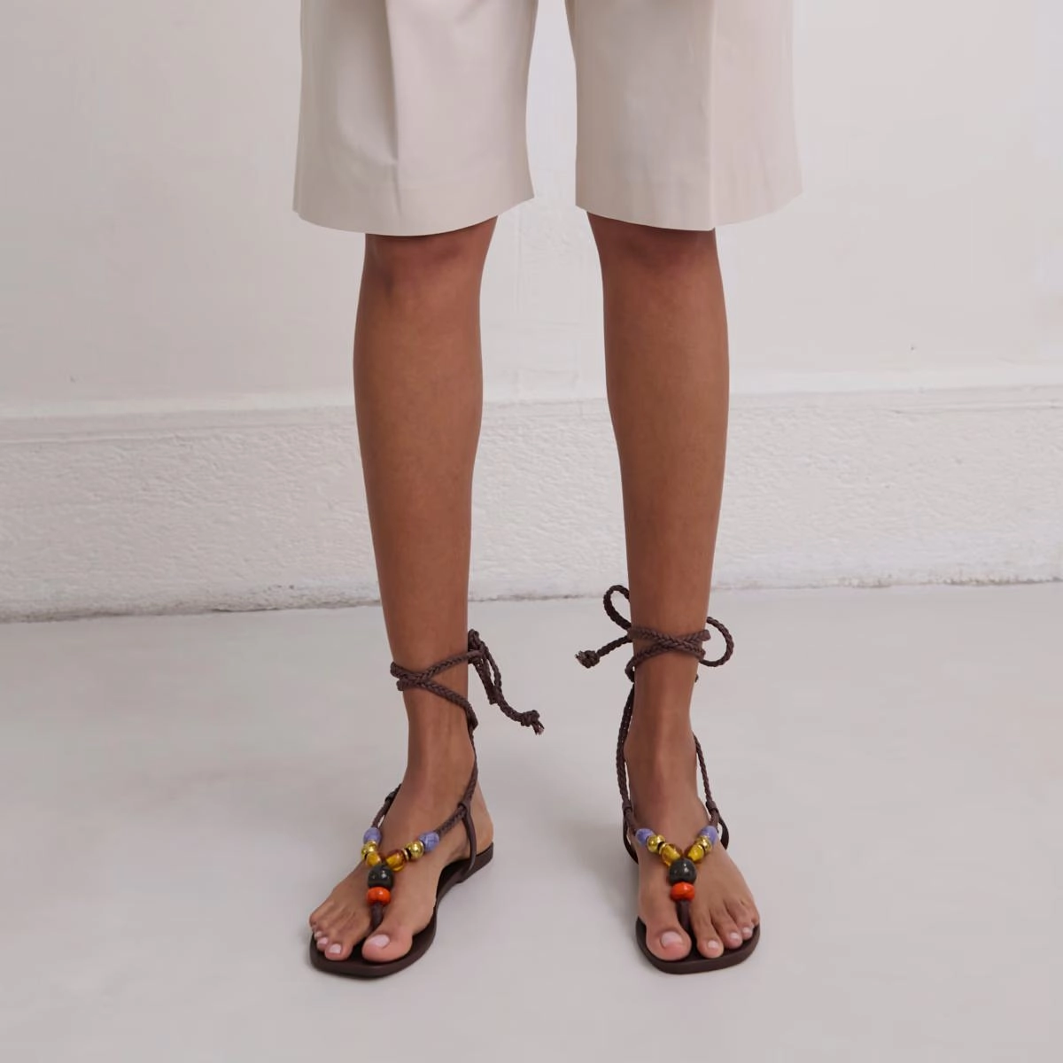 433- Sienna Cuir/corde Marron-Fonce-marron Stylish Footwear