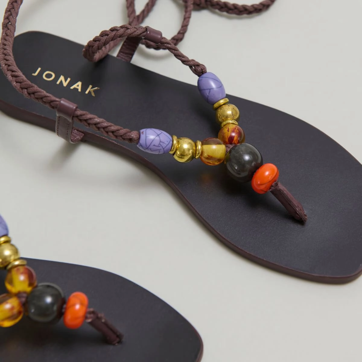 433- Sienna Cuir/corde Marron-Fonce-marron Stylish Footwear