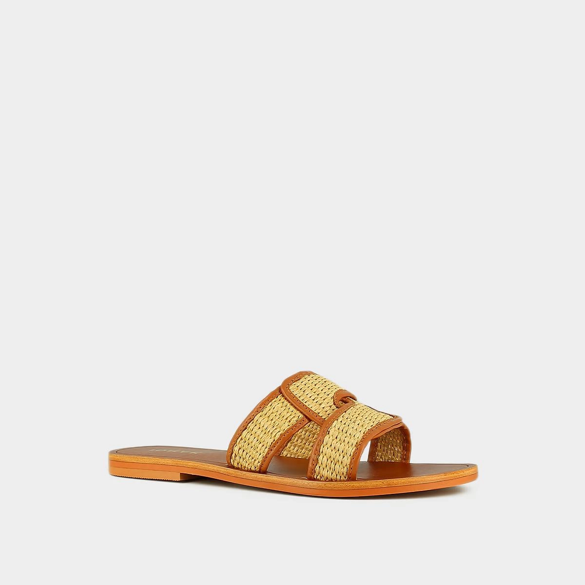498- Wava Raphia/cuir Beige-camel Stylish Footwear