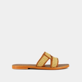 498- Wava Raphia/cuir Beige-camel Jonak women's stylish shoes with modern design