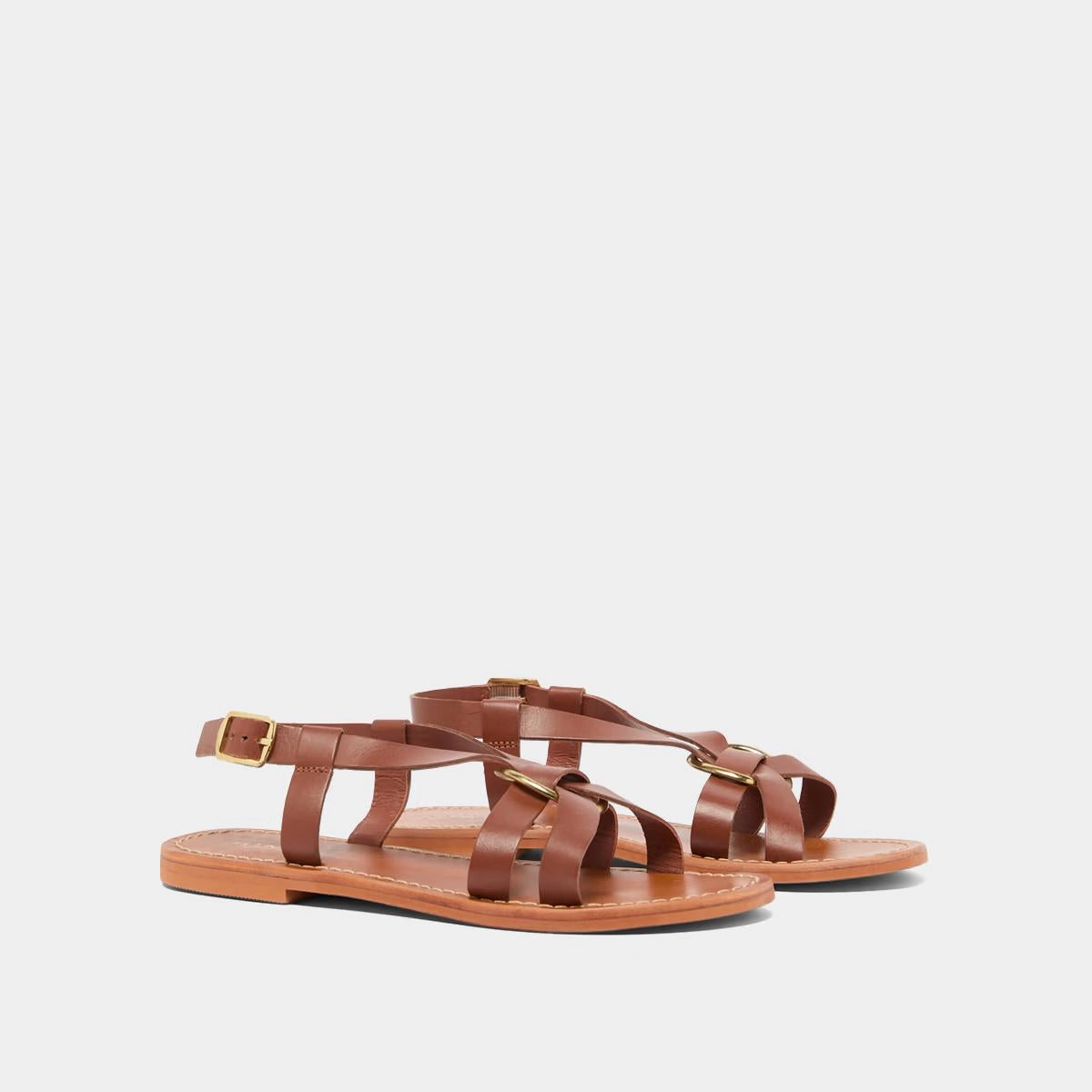 498- Woodstock Cuir Cognac Stylish Footwear