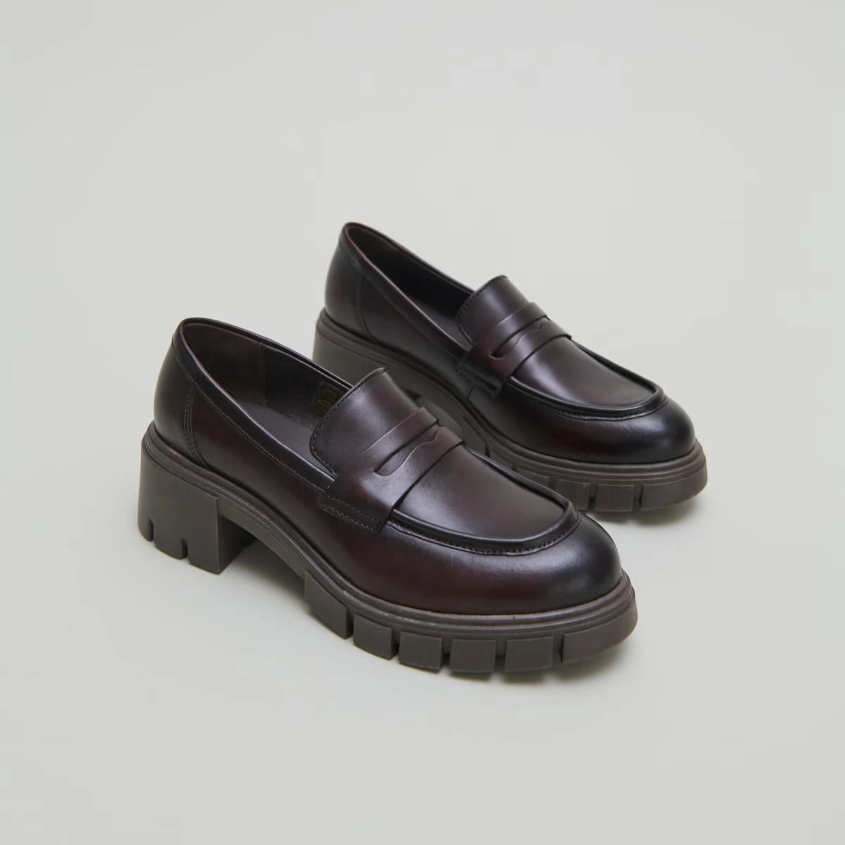 542- Aron Cuir Brun-Rouge Stylish Footwear