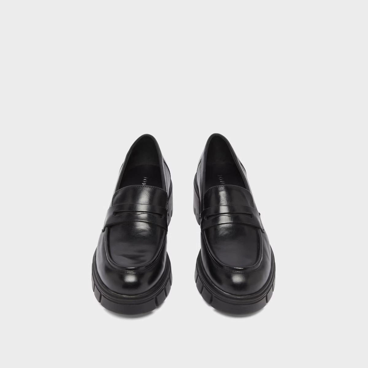 542- Aron Cuir Noir Stylish Footwear