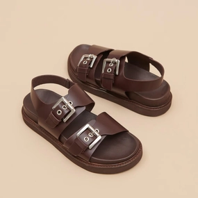 585- Lago Cuir Glace Marron-Fonce Jonak women's stylish shoes with modern design